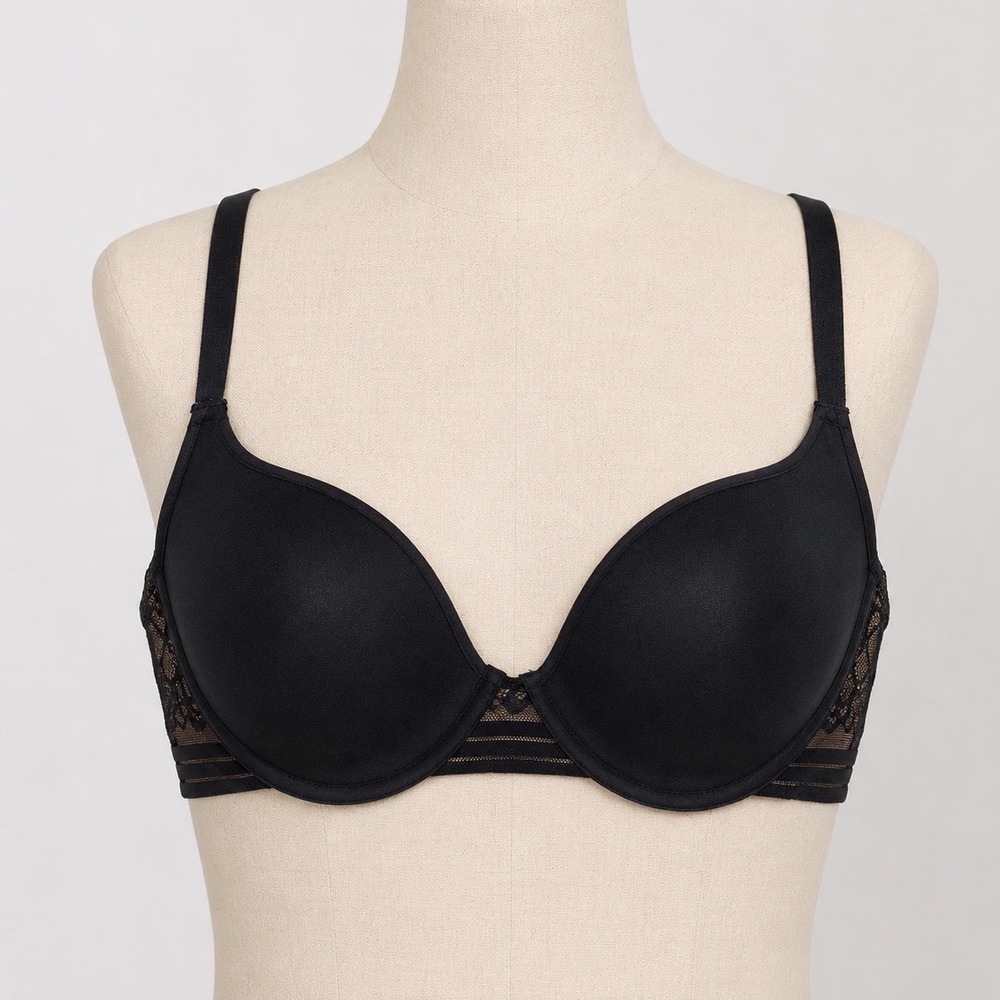 Adore Me Black Lace Mesh Underwire Molded Cup Bra 42D Sexy Lacy